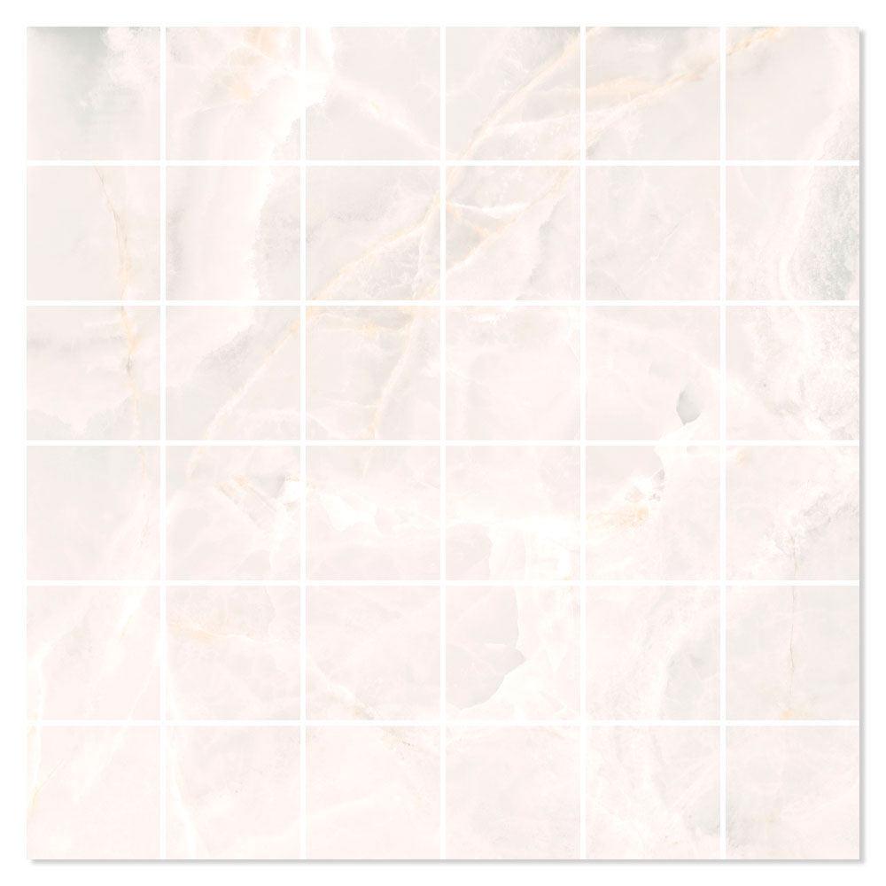 Marmor Mosaikkflis Lux Cirrus Hvit Polert 30x30 (5x5) cm